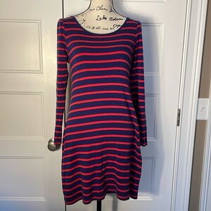 Old Navy blue and red striped dress size medium